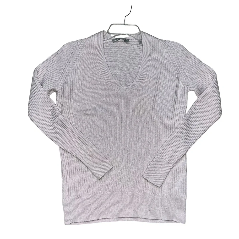 Vince Cashmere Blend Ribbed Knit Pullover Sweater